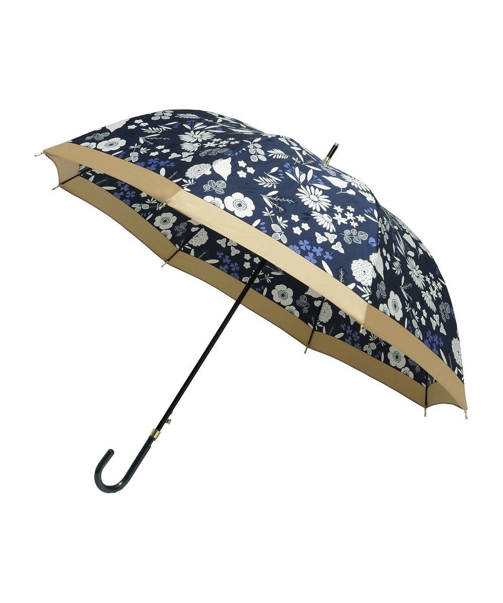 MOONBAT LANVIN en Bleu 長傘 バイカラーデイジー サテンプリント ジャンプ 耐風 
