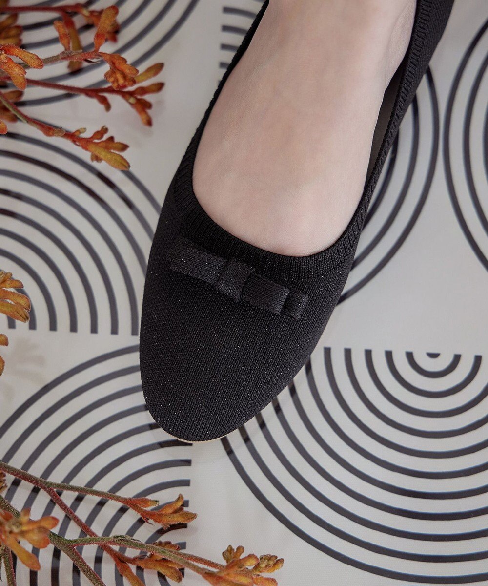 Tiaclasse 【安田美沙子さん着用/小倉優子さん着用・洗える/撥水】プチリボンニットフラットパンプス 