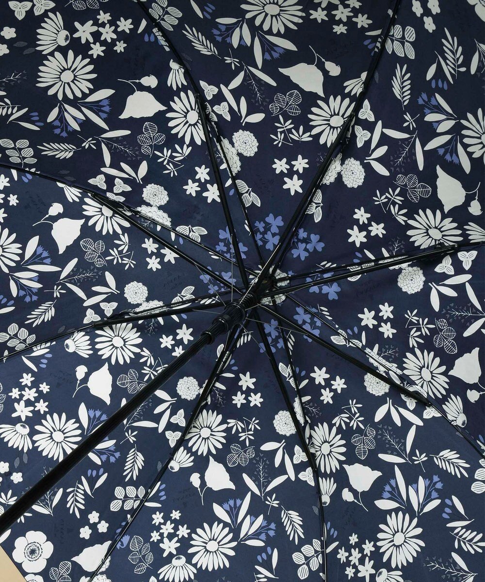 MOONBAT LANVIN en Bleu 長傘 バイカラーデイジー サテンプリント ジャンプ 耐風 