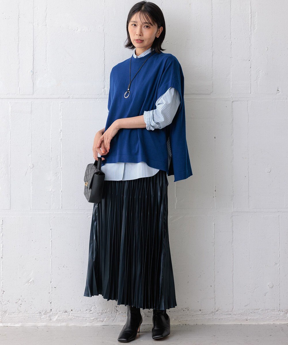 23区 【洗える】レザーライクプリーツ スカート 