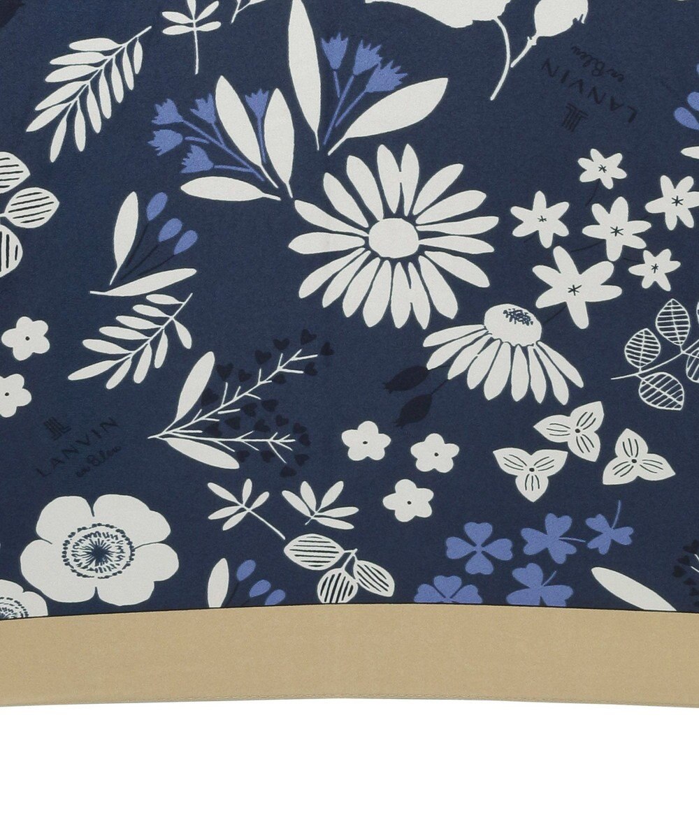 MOONBAT LANVIN en Bleu 長傘 バイカラーデイジー サテンプリント ジャンプ 耐風 