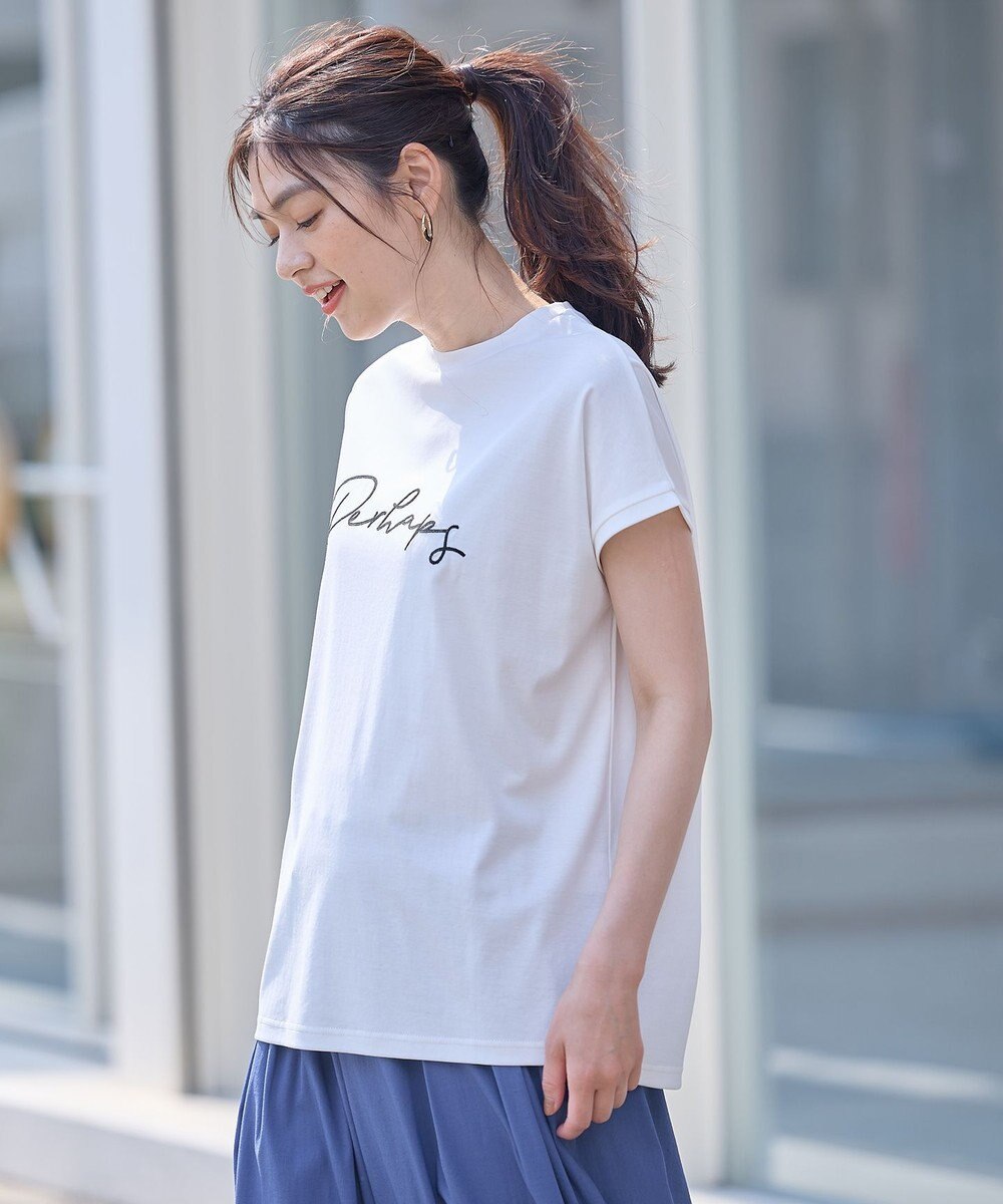 ANY 【汗ジミ防止加工】シルケットスムースフレンチスリーブ刺繍ロゴTシャツ 