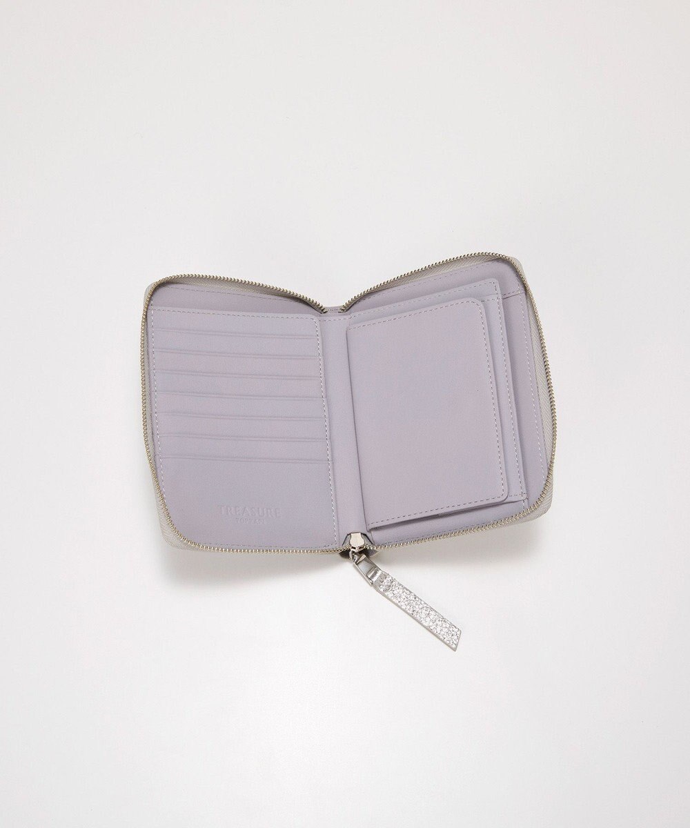 TOPKAPI 【TREASURE TOPKAPI】ウォッシュド レザー メタリック ラウンドファスナー 二つ折り財布/パスポート対応 