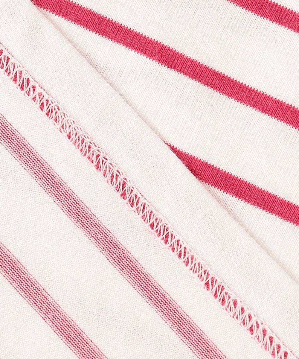 組曲 L 【洗える】プレーティング天竺タックスリーブボーダー カットソー 