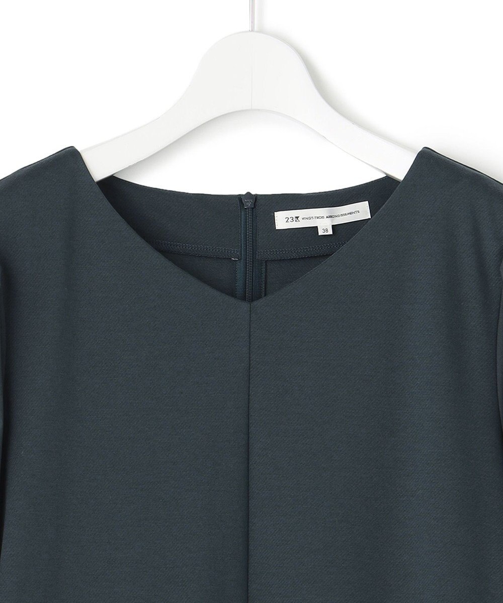 23区 【洗える】コットンツイルジャージー コンビ ワンピース 