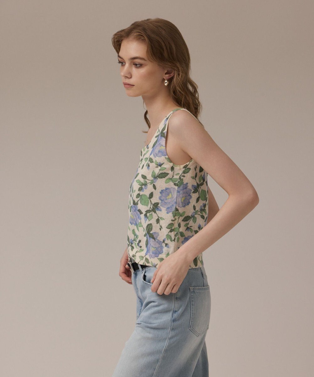 GRACE CONTINENTAL ローズプリントニットトップ 