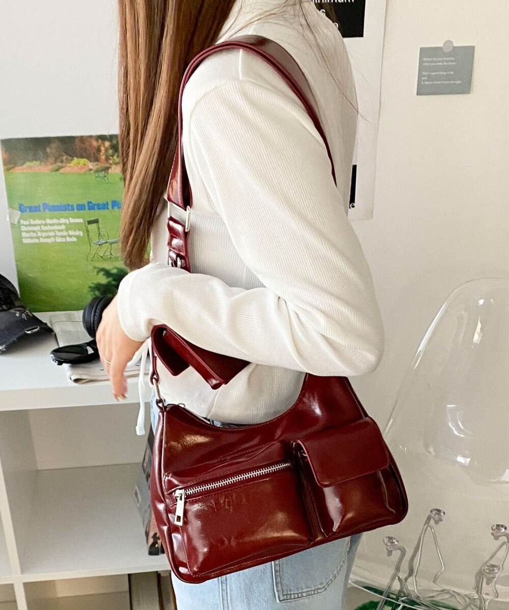 WEGO ポーチ付きランダムポケットデザインショルダー 