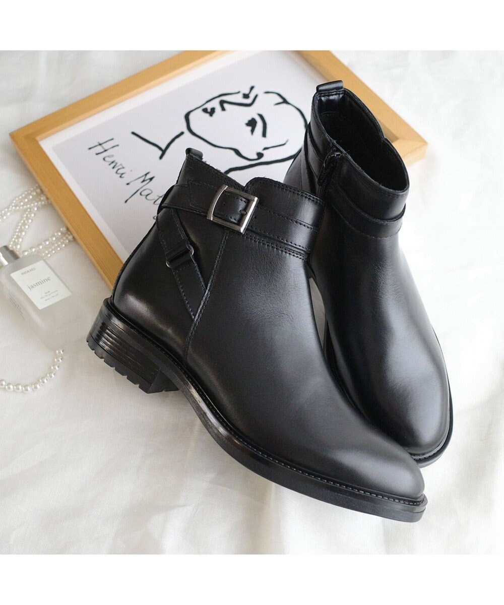 Pointer 本革ベルト付きエンジニアショートブーツ 