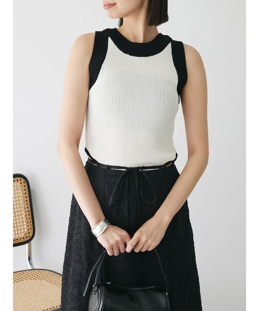 Green Parks デザインヘム配色ニットタンクトップ 