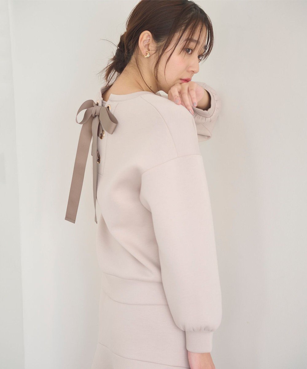 Feroux 【洗える・セットアイテム】バックリボンダンボール セットアップ 