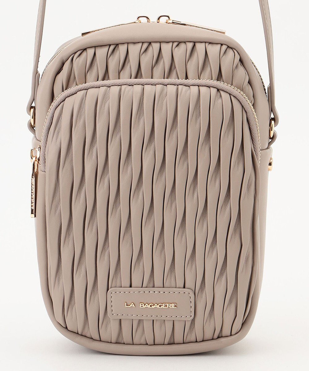 LA BAGAGERIE ランダムプリーツショルダーバッグ タテ 