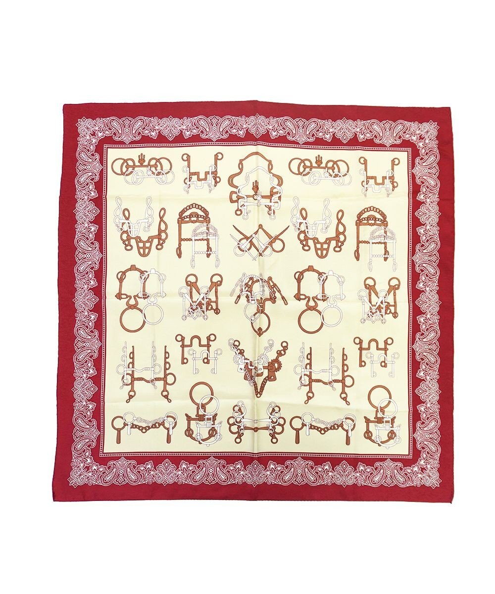 Marca ＜秋の新作＞【Marcaオリジナル】馬具＆ペイズリー 小判 シルクツイル スカーフ 