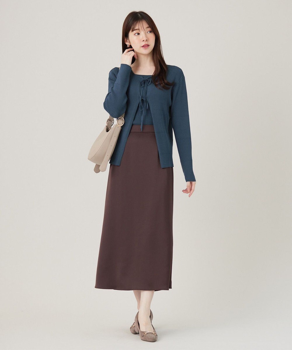 ANY SIS 【洗える】ダルサテンナロー スカート 