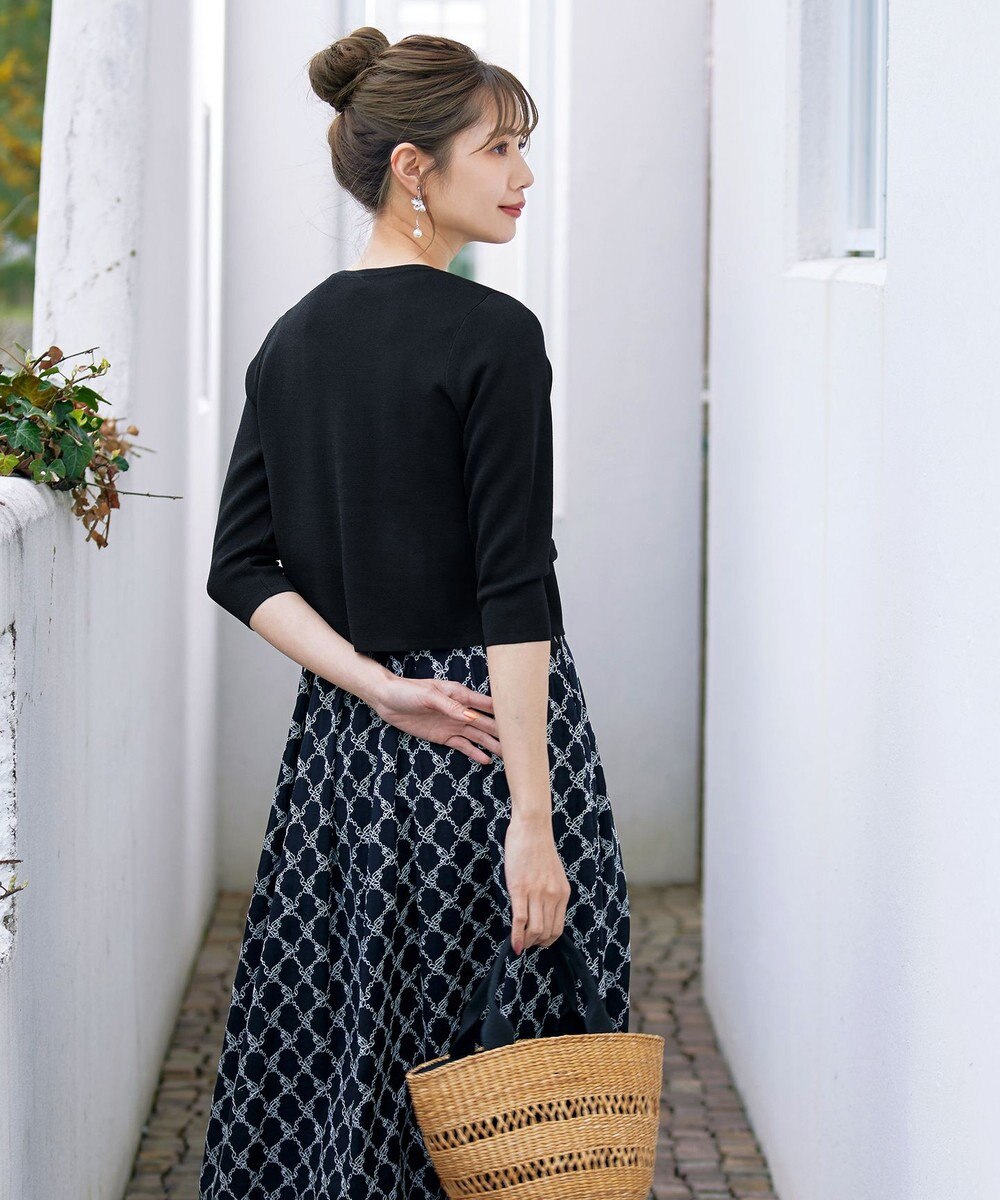 Tiaclasse 【洗える】フェイクリボンポケット付きカーディガン 