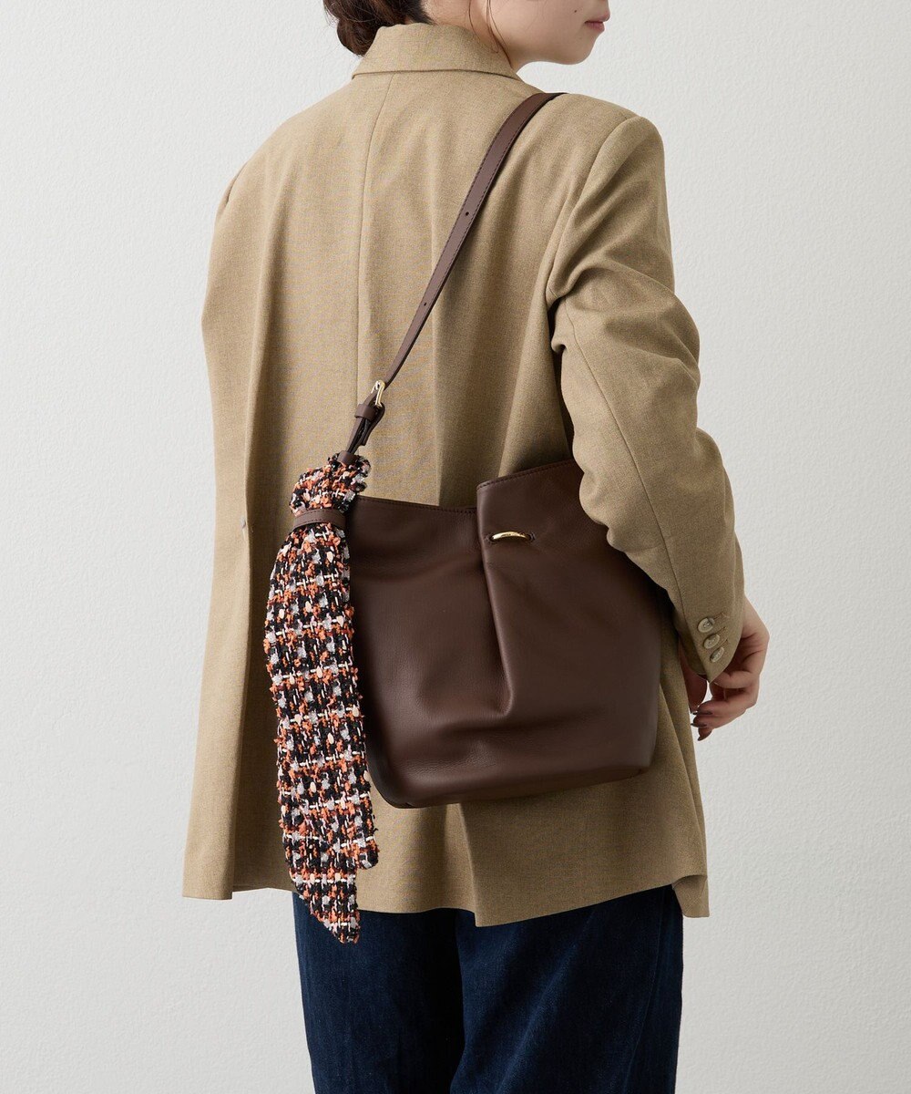 russet ツイードスカーフ付きレザー2WAYショルダーバッグ(CE-1632) 