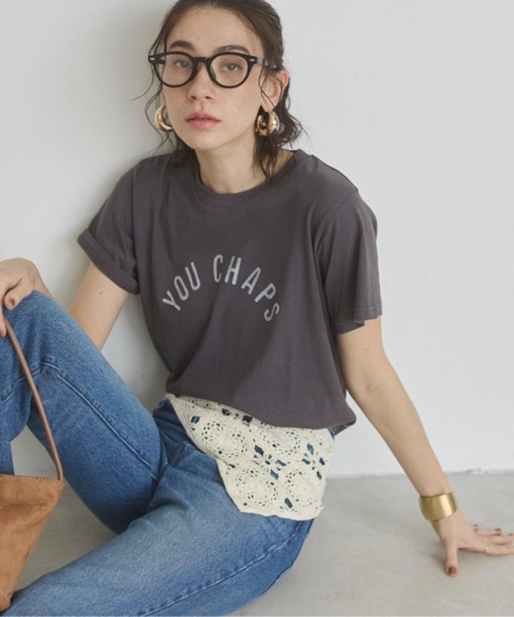 WEGO 【ANGIE VINTAGE】スラブ天竺ロゴプリントTシャツ 