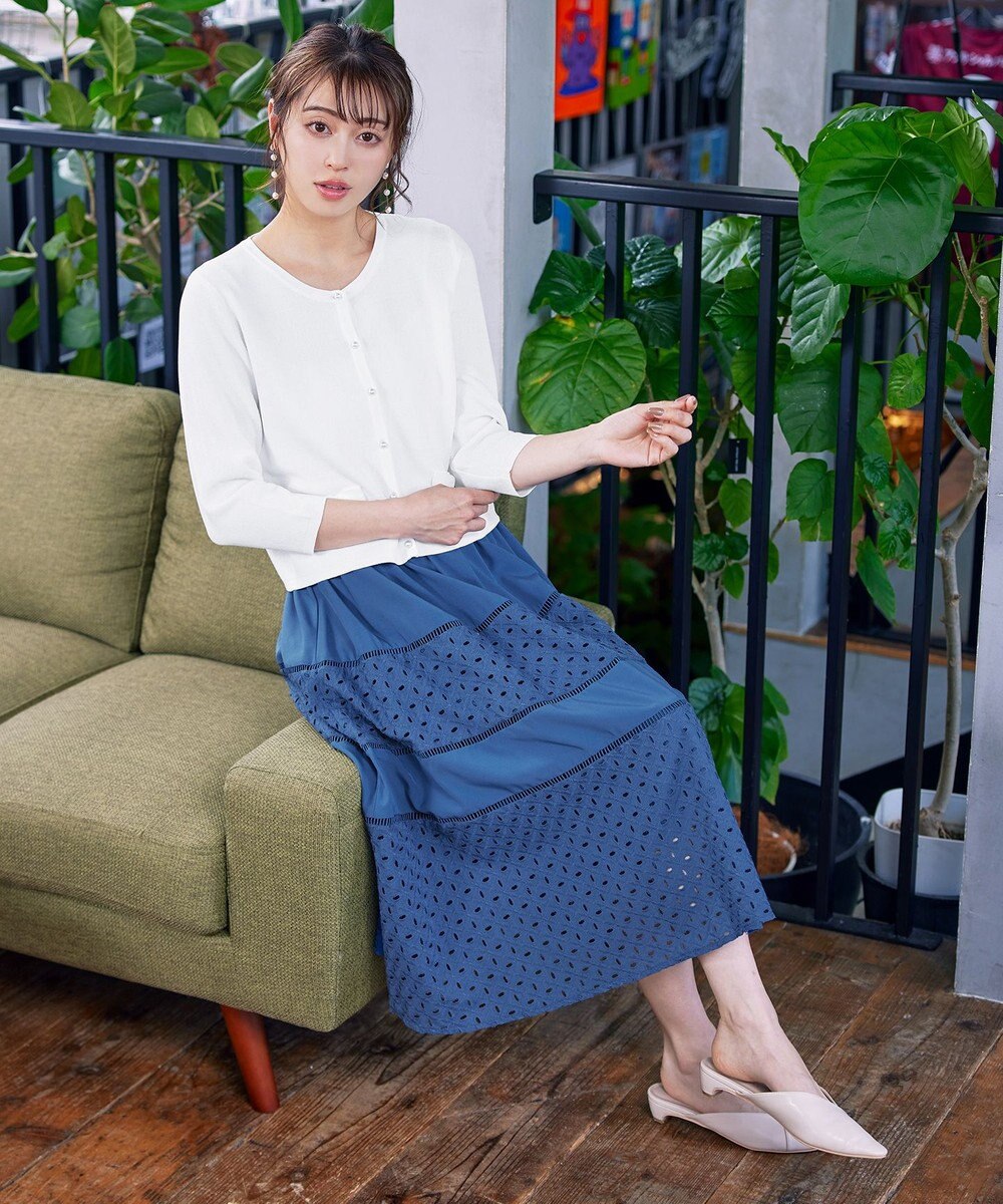 Tiaclasse 【洗える】フェイクリボンポケット付きカーディガン 