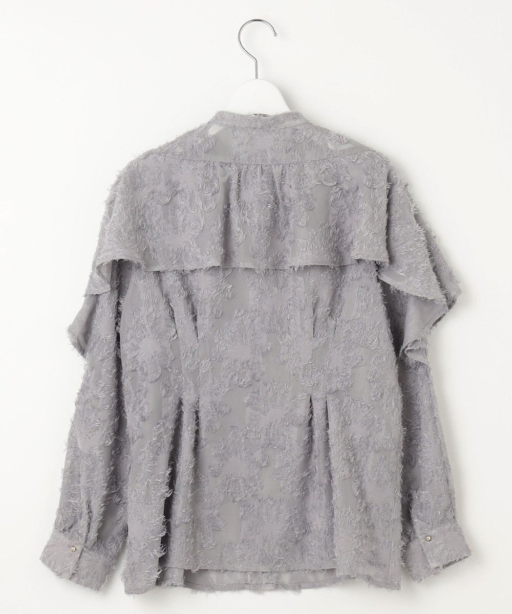 Feroux 【洗える】ジャカードフリルブラウス 