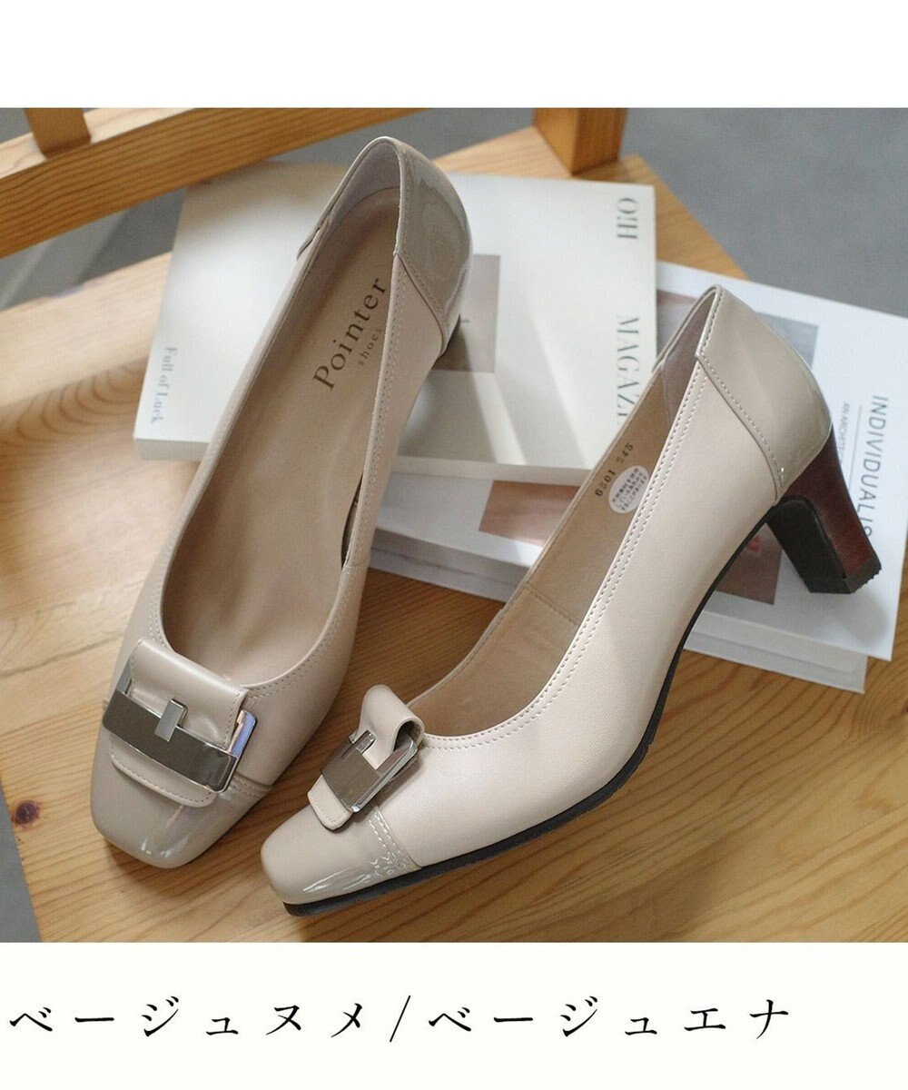Pointer 日本製 本革スクエアトゥパンプス 