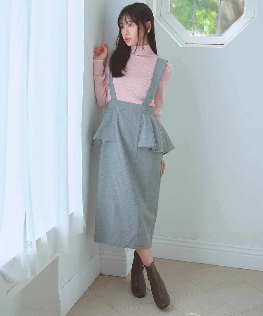 Feroux パールボタン リブタートル ニット 