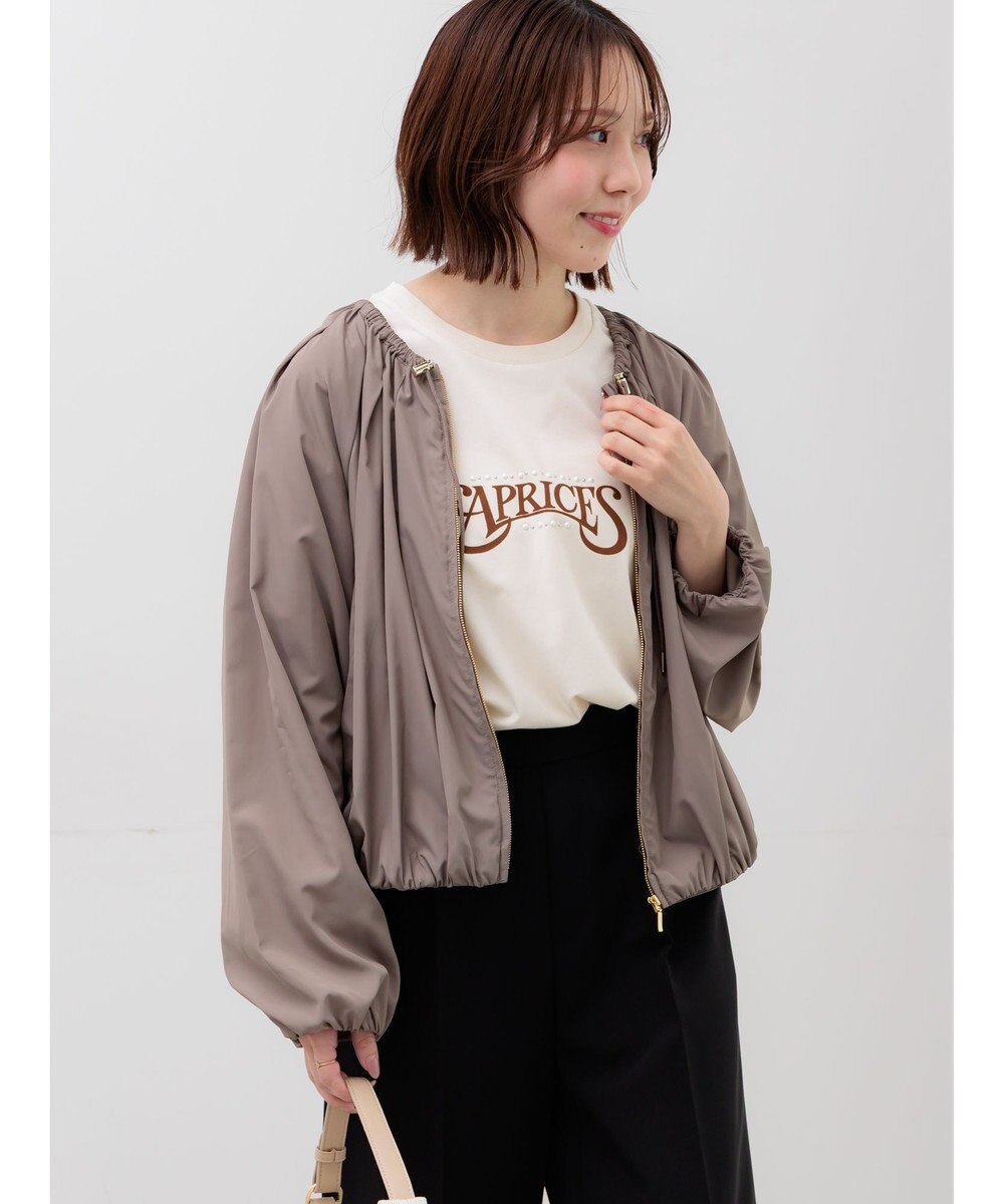 Te chichi ノーカラーギャザージップブルゾン 