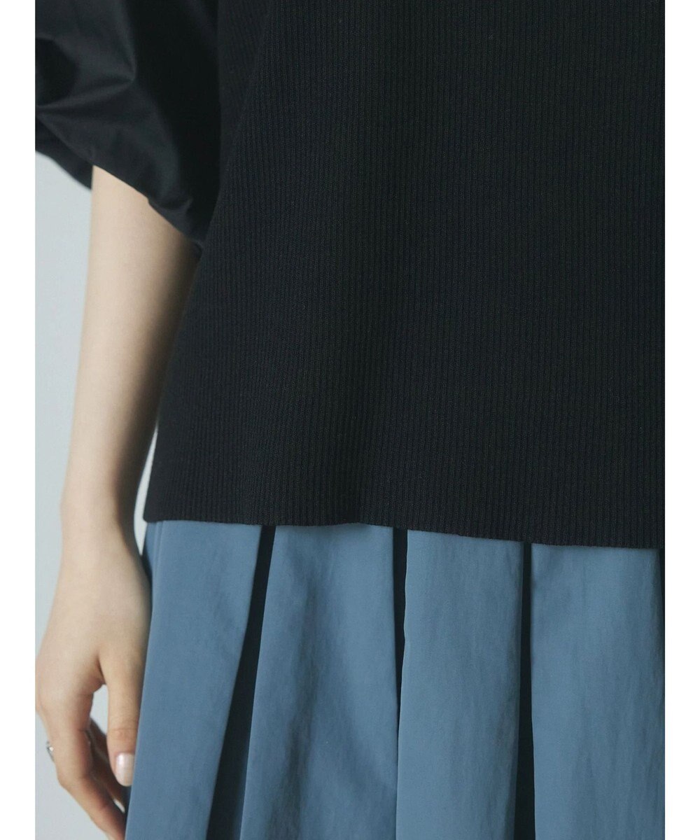 Green Parks armonia．袖布帛ニットプルオーバー 