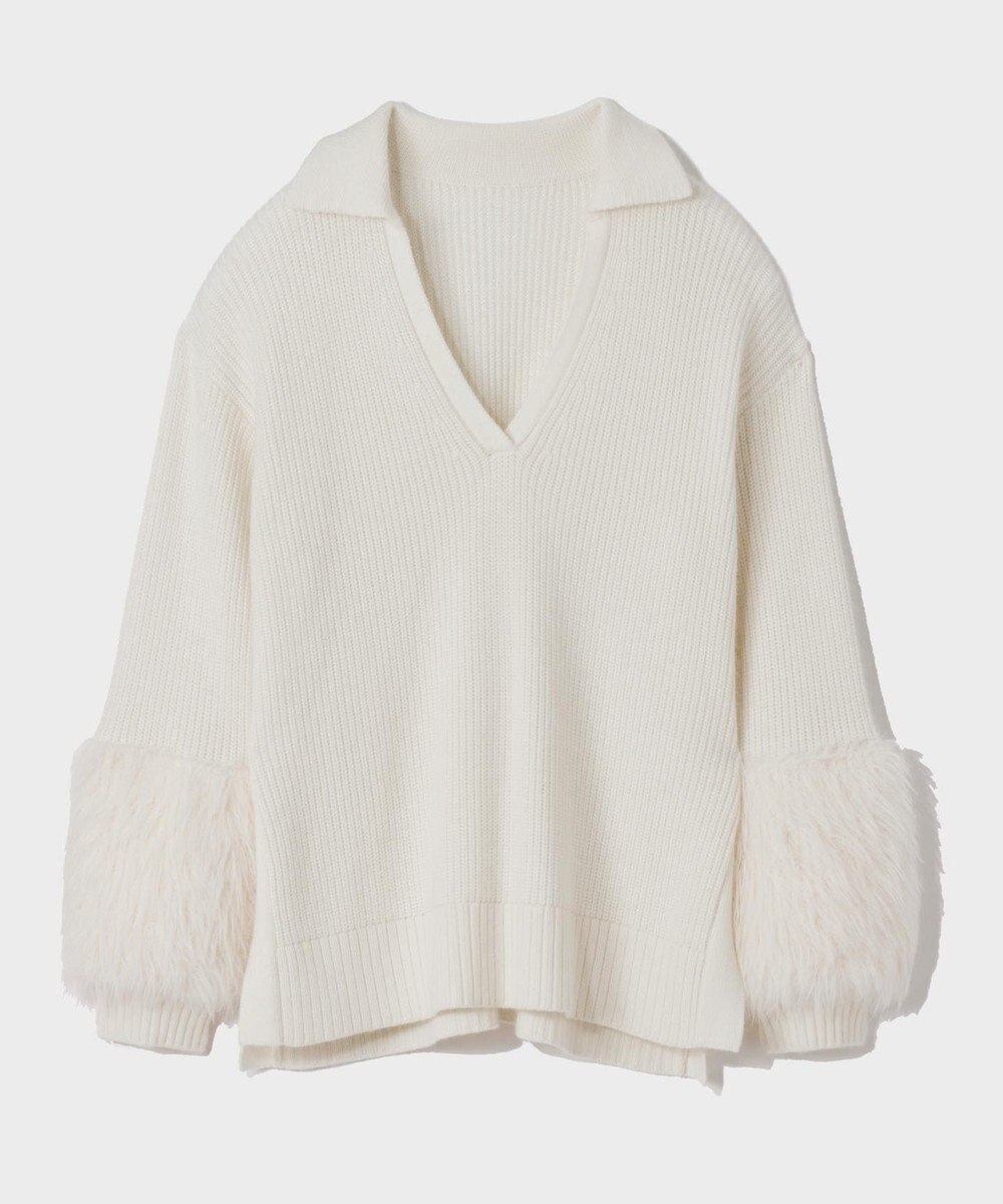 GRACE CONTINENTAL フェザースリーブニットトップ 