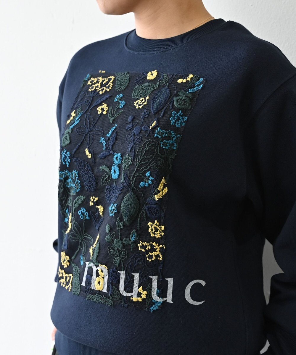 muuc 〈コットン100% 12.7オンス生地＆裏面パイル〉筆記帳刺繍のスウェット 