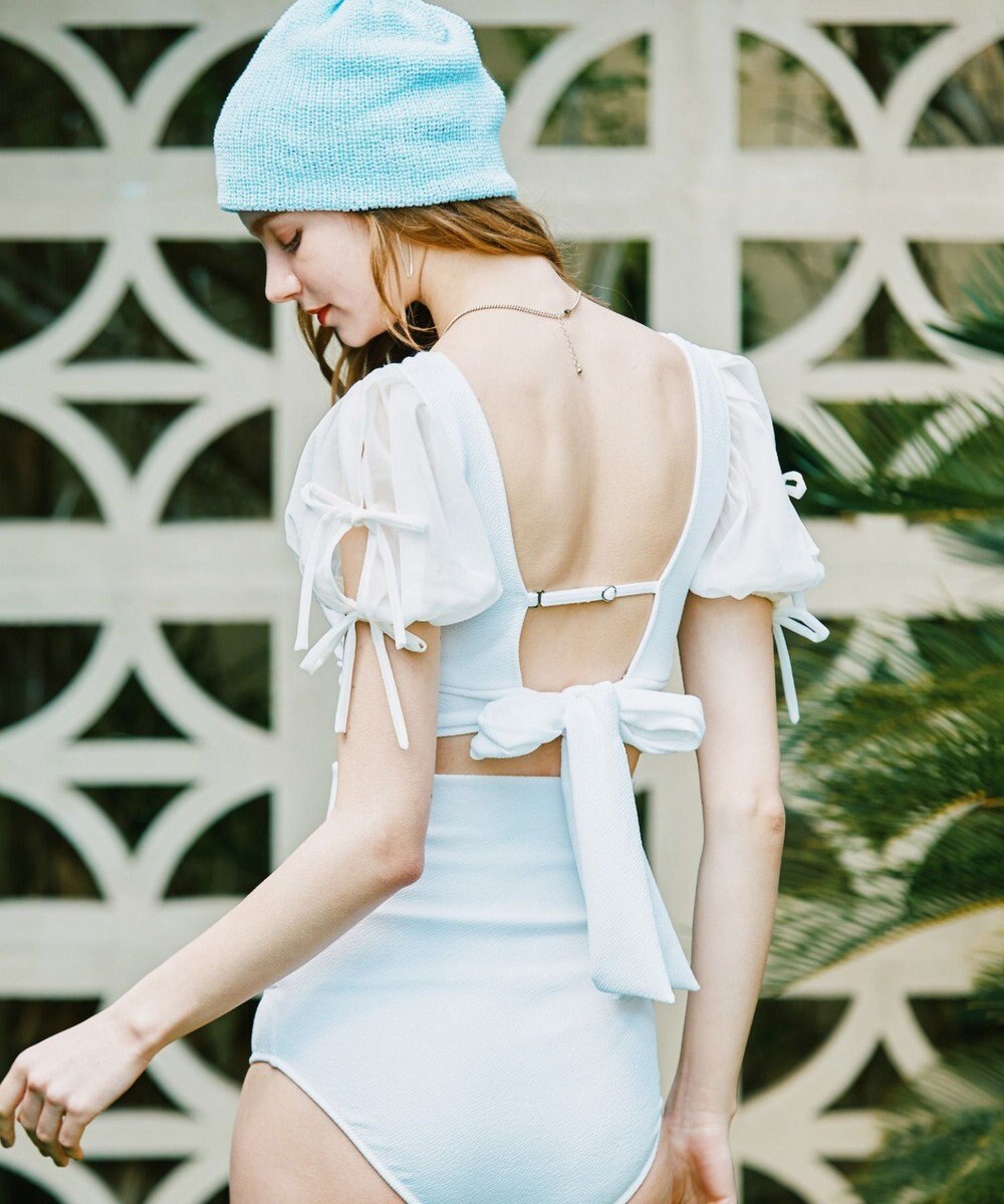 San-ai Resort（三愛水着楽園） 【San-ai Resort×PEACH JOHNコラボ】【ナイスバディ水着】パフスリーブワイヤービキニ　9M・11L　【San-ai Resort（サンアイリゾート）】 