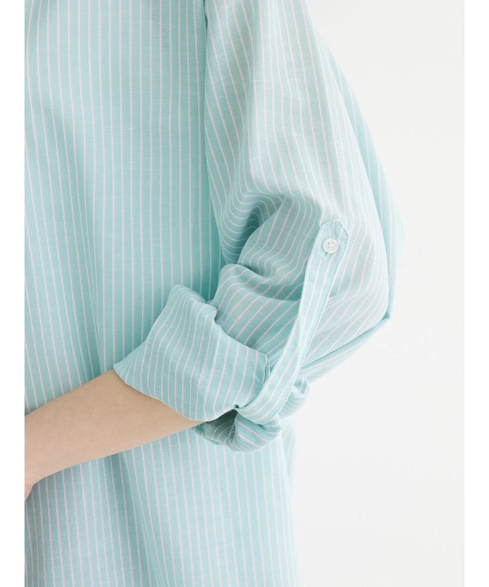 Green Parks 綿麻混タブ付オーバーサイズシャツチュニック 