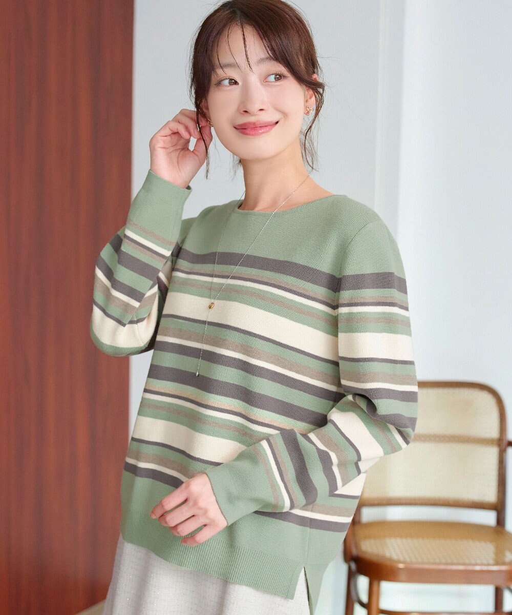 Tiaclasse マルチボーダーニットトップス 