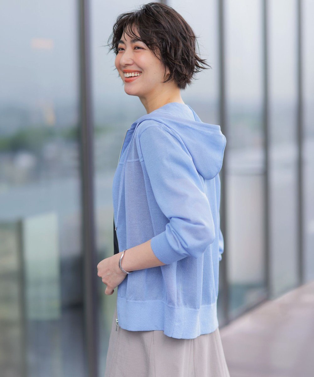 J.PRESS LADIES 【WEB限定カラーあり】SHEER LIGHT KNIT パーカー 