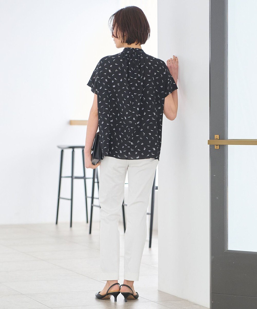 自由区 L 【洗える】ブラッシュドシャドープリント ブラウス 