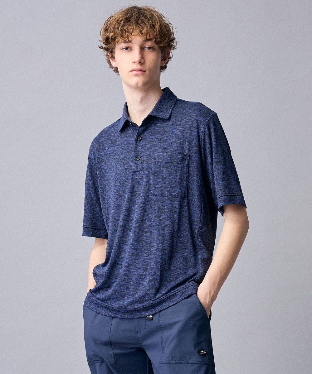 JOSEPH ABBOUD MOUNTAIN 【ゆったりシルエット】ランダムスラブリップ アウトドアポロシャツ 