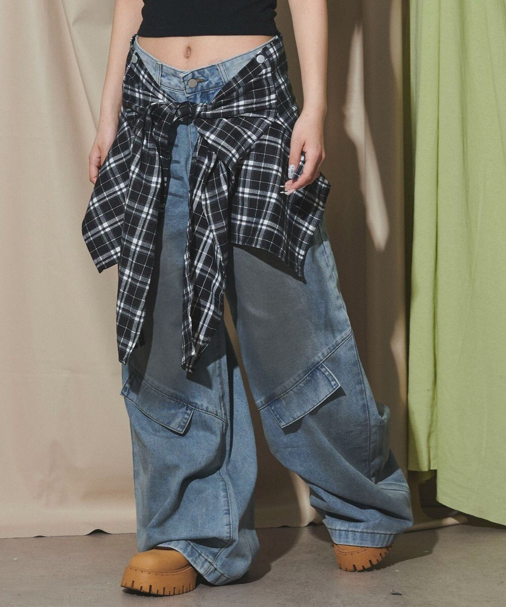 WEGO フェイクシャツスリーブデニム 