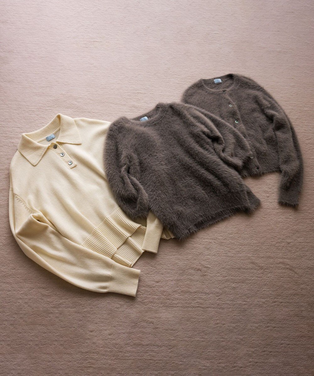 組曲 カシミヤブレンドバルキーポロ ニット 