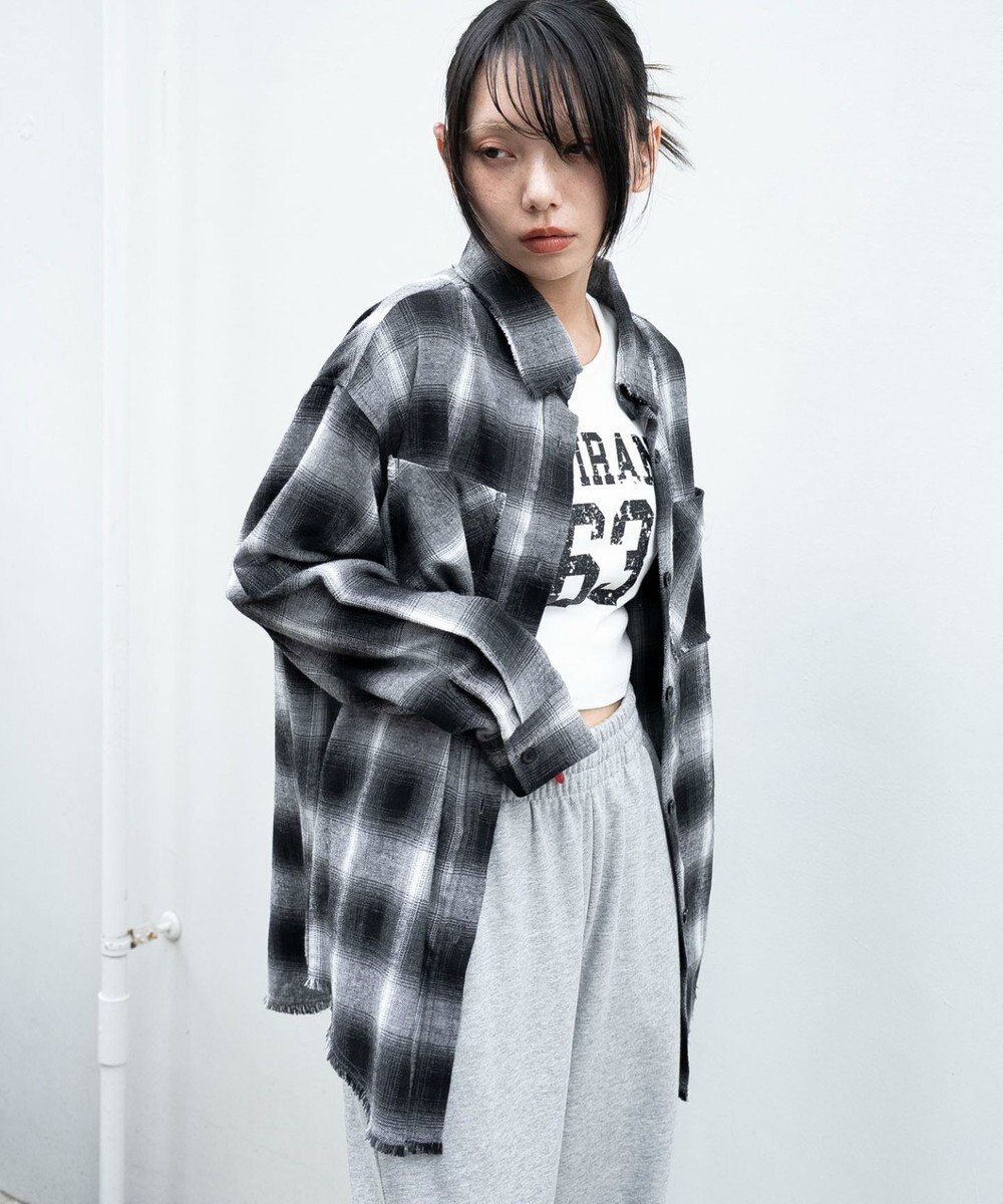 WEGO チェックBIGネルシャツ 