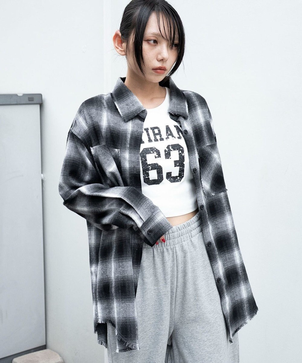 WEGO チェックBIGネルシャツ 