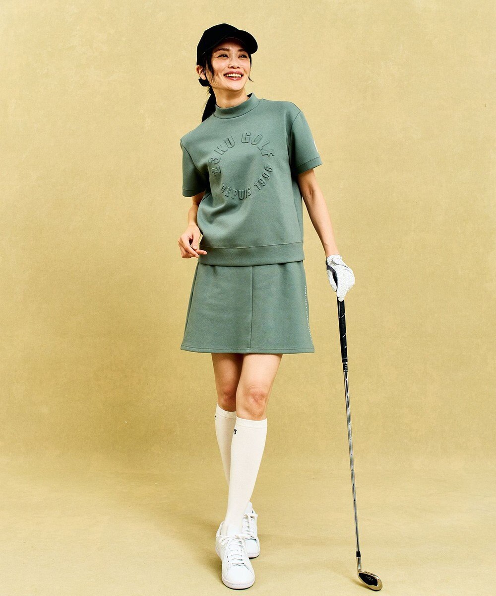 23区GOLF 【WOMEN】【吸水速乾/UVケア】長めの半袖丈でトレンドのモードスタイル！スウェットモックネック 