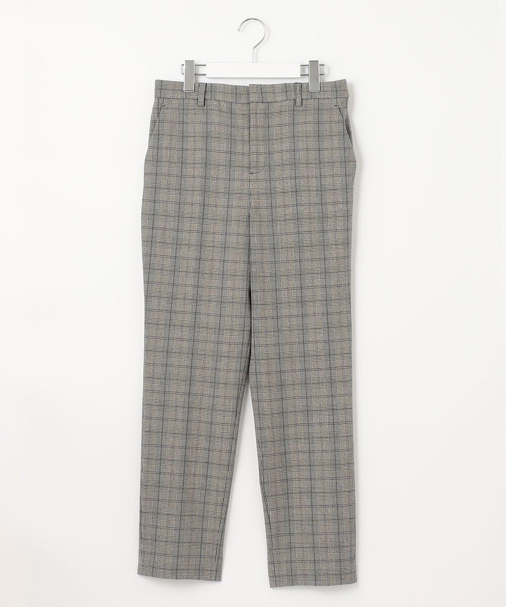 自由区 【裏起毛/撥水加工】TRギャバ グレンチェック テーパードパンツ 