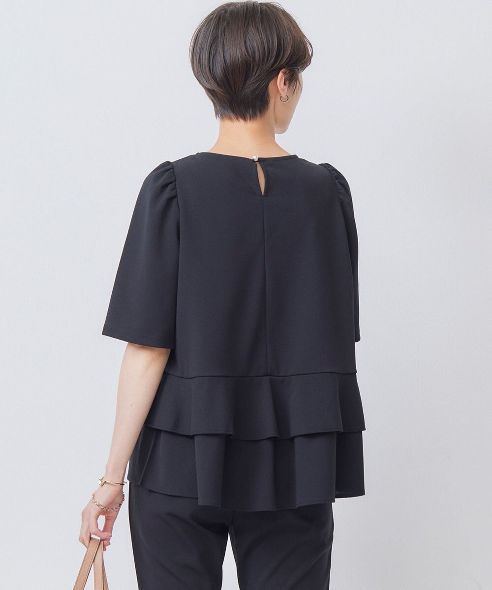 組曲 【接触冷感・吸湿・UVカット】ジョーゼットジャージーフリルブラウス 