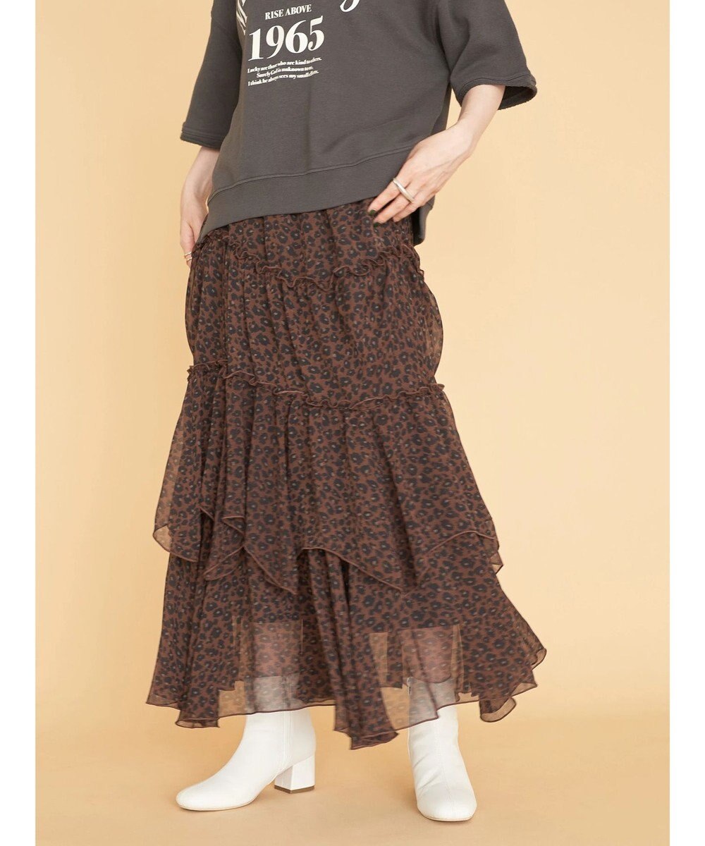 AMERICAN HOLIC 丈違いティアードフリルギャザースカート 