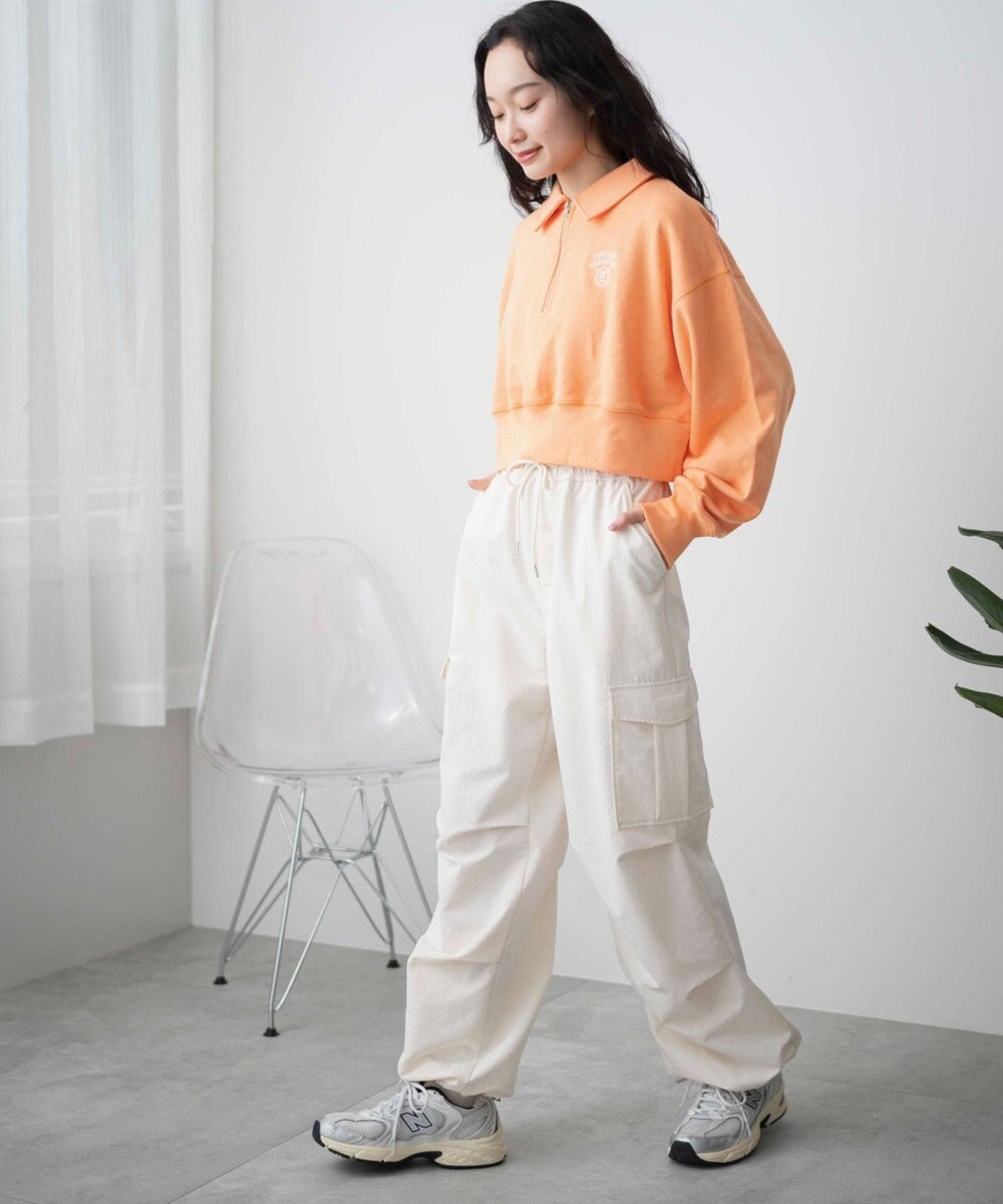 WEGO ハーフZIP襟付きショートスウェット 