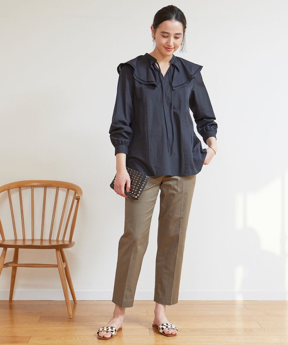 UNFILO 【GLOW 6月号掲載/洗える】ラッフルカラーブラウス 