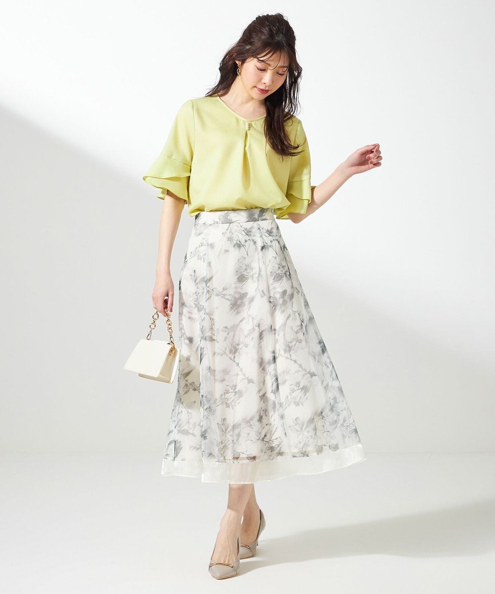 ANY SIS S 【接触冷感・UVカット・速乾】スムージーポリエステル フレアスリーブ ブラウス 