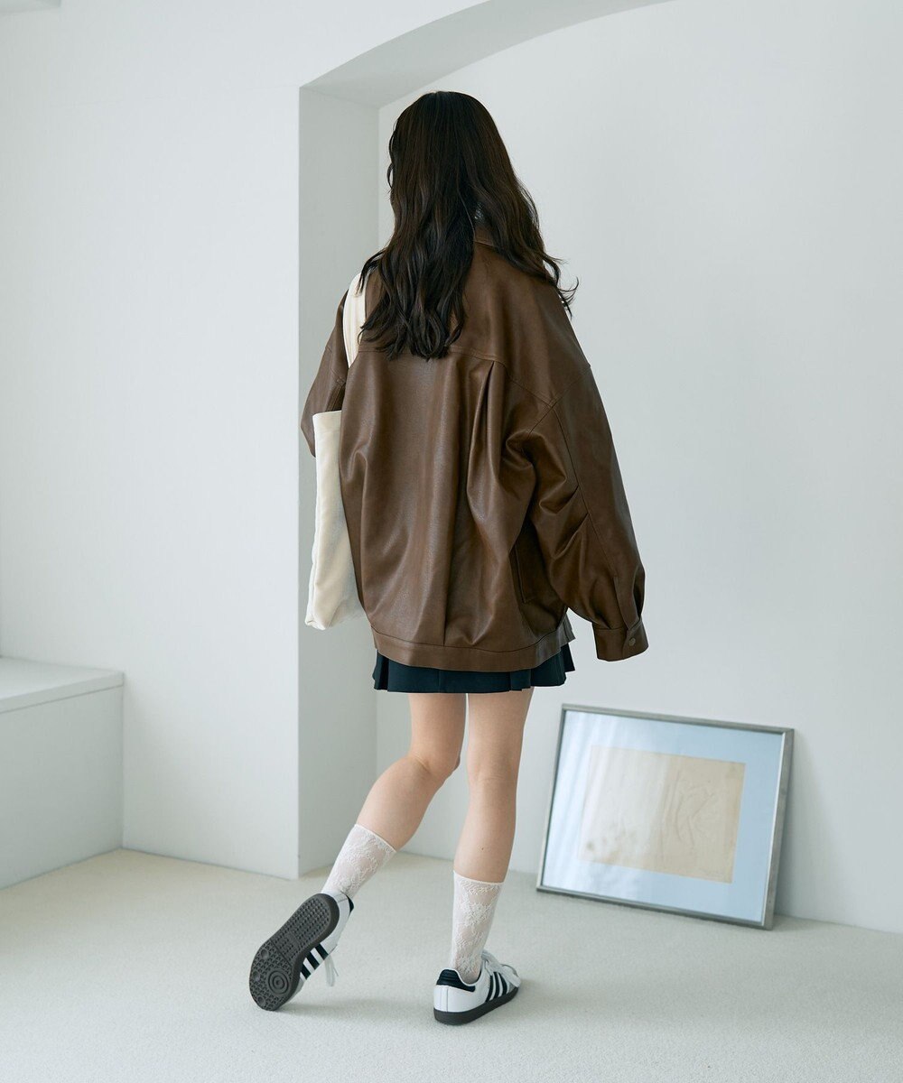 earth music&ecology フェイクレザージップジャケット 