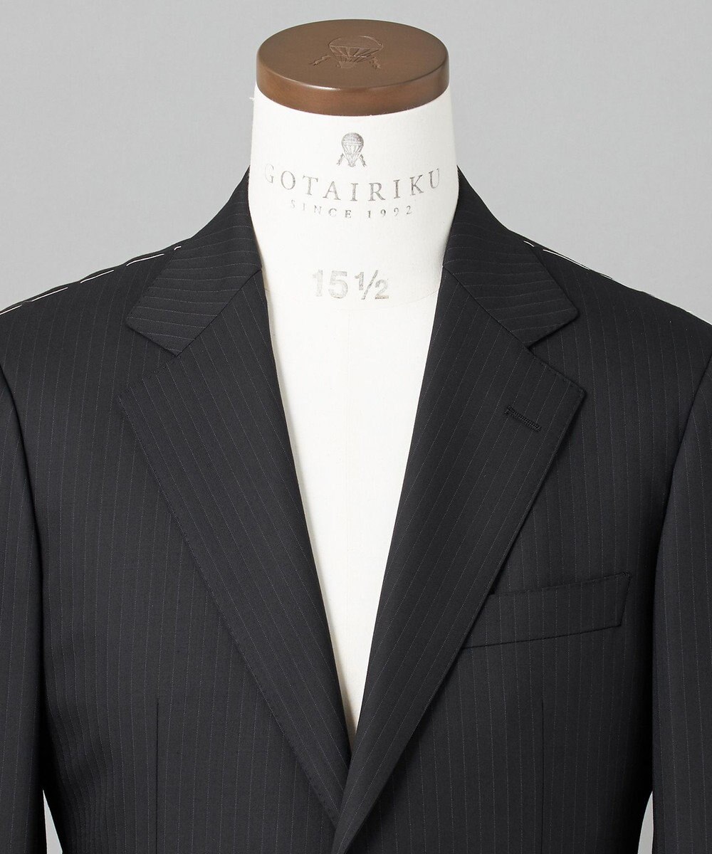 GOTAIRIKU 横に伸びる【TasmaniaWool/タマニアウール】ストレッチ スーツ（ブラックストライプ） 