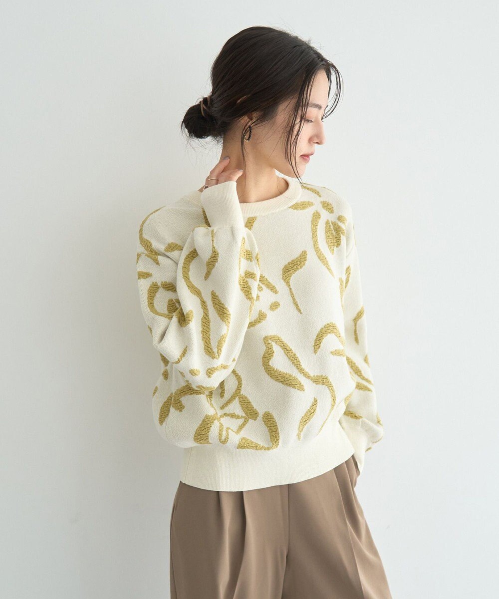 YECCA VECCA アート柄ふくれジャガードニット 