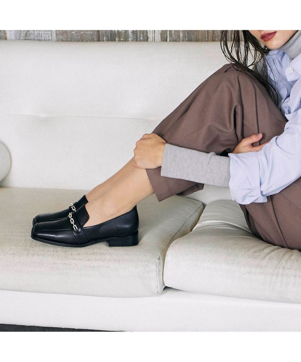 MODE ET JACOMO <MODE ET JACOMO>スクエアトゥチェーンローファー 