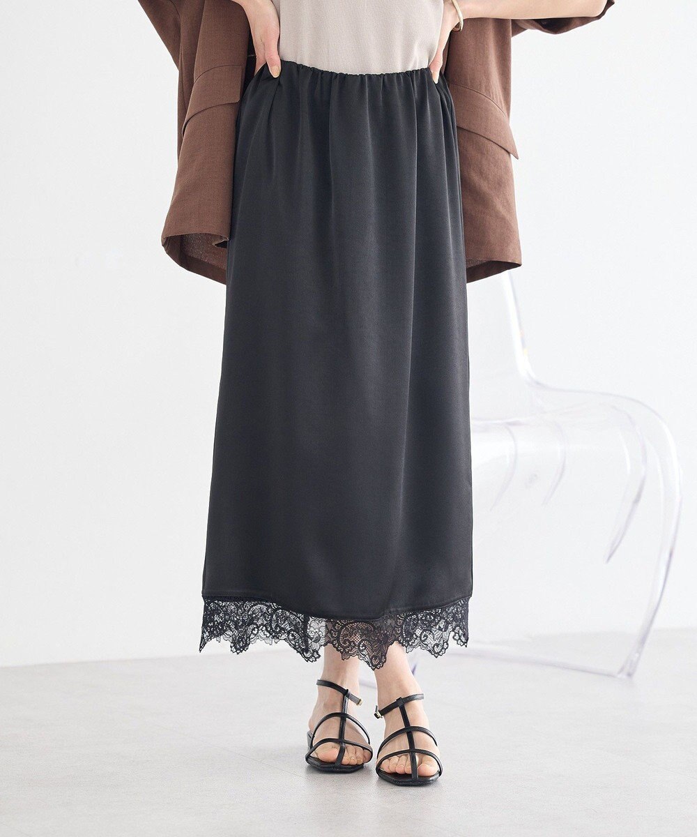 earth music&ecology サテンレーススカート 